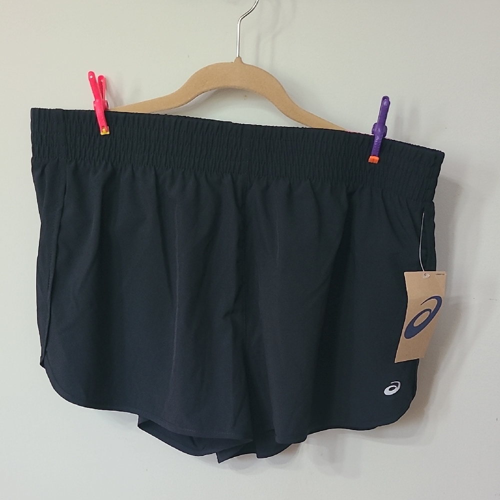 NWT Asics Women's Black Running Shorts With Liner Size XL